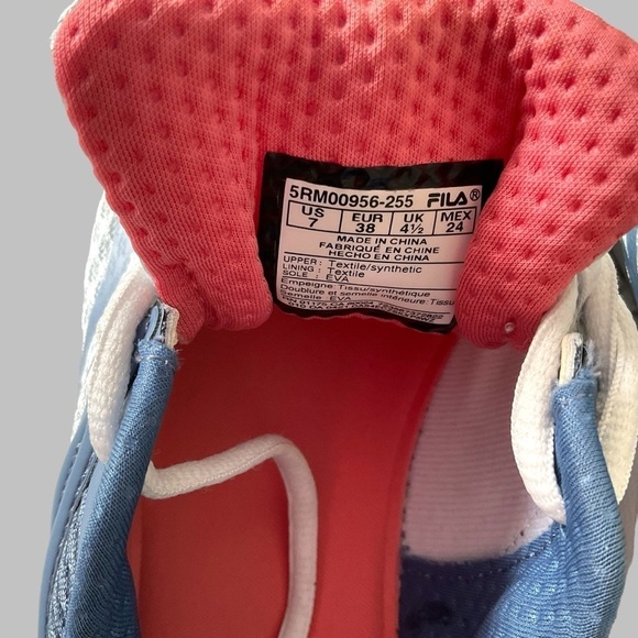 Fila USA Memory Blue White Sneaker 7 Women Comfort Running Casual Athleisure - Picture 9 of 9